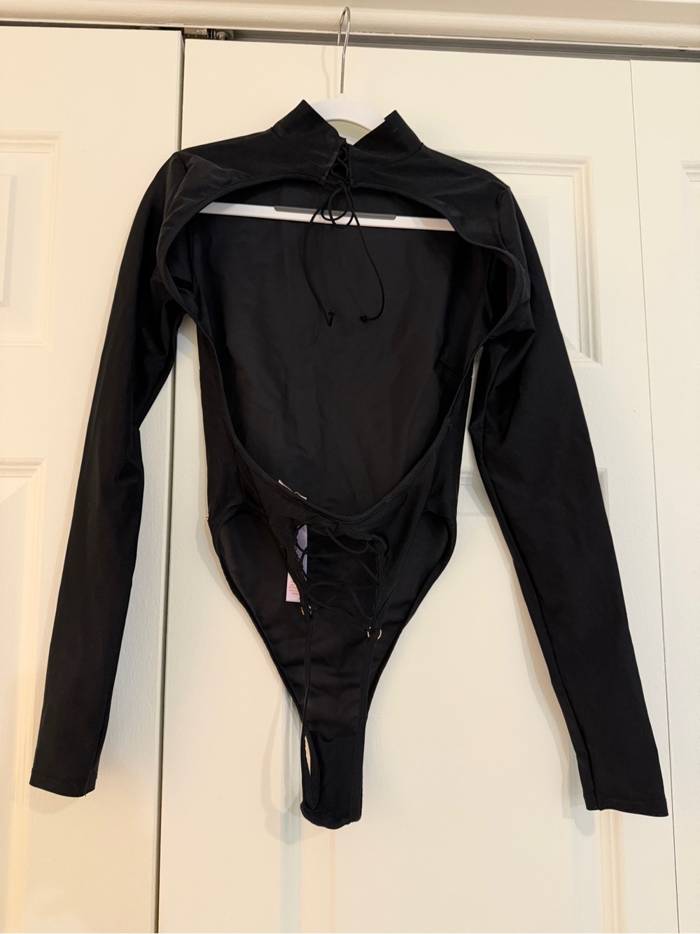 Savage X Fenty “Not Sorry” Black Long-Sleeve High Neck Cutout Bodysuit - Picture 7 of 7